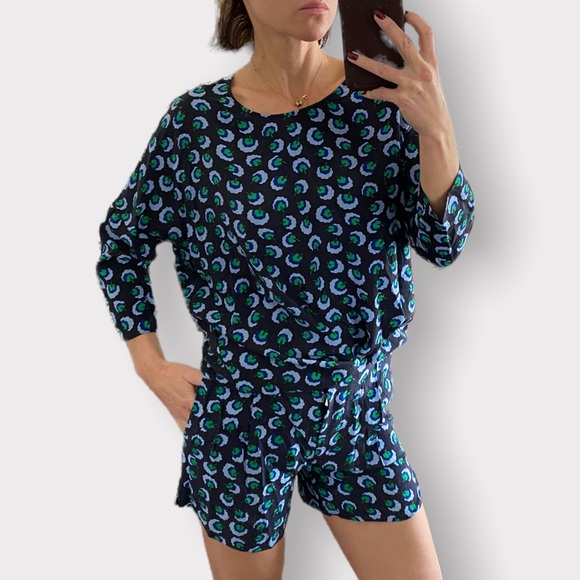 Stella McCartney runway printed silk BLOUSE SHORTS set S